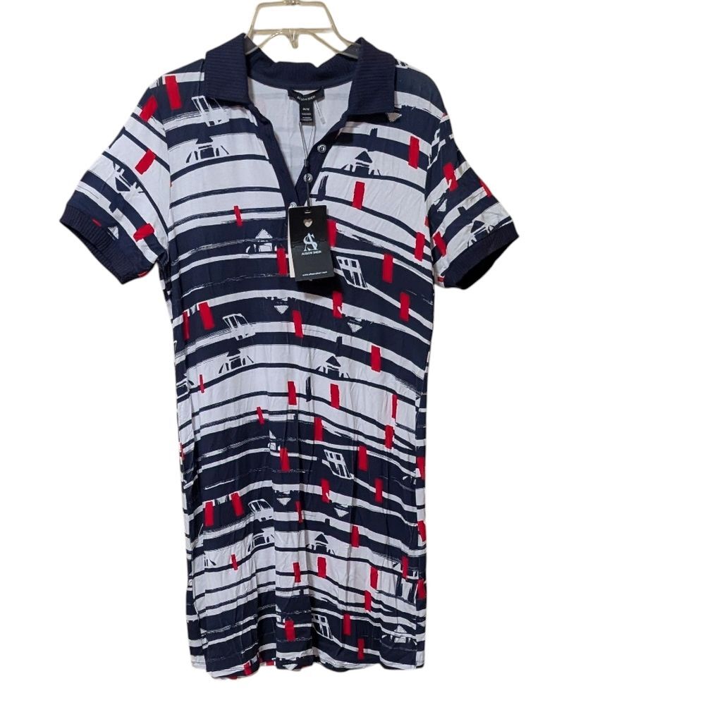 4/$25 Alison Sheri nautical inspired polo dress  Medium preppy Hamptons resort